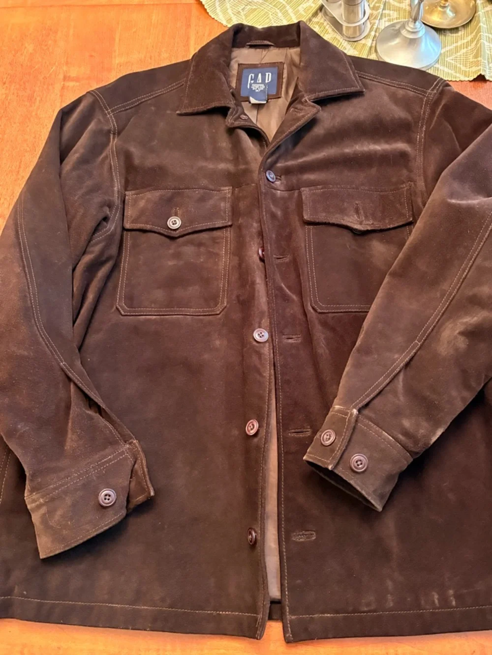 GAP Men's XS /Women M - Dark Brown Suede Field Jacket - Picture 2 of 6